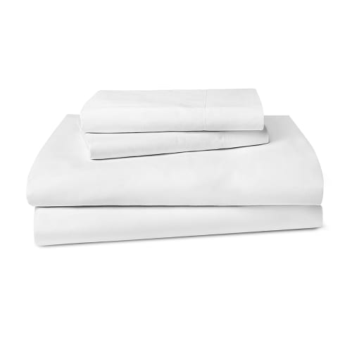 Fairview T200 Blend Mercerized Plain Weave, Full/Double No Tuck Flat Sheet, 77x108 FS, White